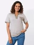 Poloshirt CASUAL LOOKS "Poloshirt", Damen, Gr. 36, beige (sesam, wei&szlig;, geringelt),