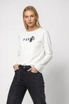 Langarmshirt MONARI "Shirt Panther", Damen, Gr. 44, wei&szlig; (off, wei&szlig;), Web,
