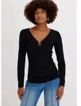 bonprix Langarmshirt schmale Passform, mit Ring-Detail am Ausschnitt schwarz XS