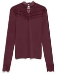 Vero Moda Blusenshirt VMSKYE LS HIGHNECK LACE TOP JRS 199051 Windsor Wine