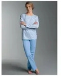 Trigema Schlafanzug TRIGEMA Pyjama Anzug mit "Punkt" Muster (1 tlg) blau S (36)