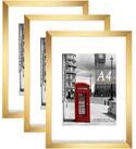 LuxusKollektion Bilderrahmen-Set Bilderrahmen A4 Passepartout Gold 3er Poster