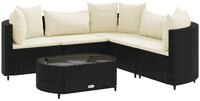 vidaXL Gartenlounge-Set 6-tlg. Garten-Sofagarnitur mit Kissen Schwarz Poly...