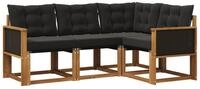 vidaXL Gartenlounge-Set Outdoor-Sofagarnitur 4 stk. Nat&uuml;rlich und Schwarz,...
