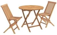 vidaXL Gartenlounge-Set 3-teiliges klappbares Garten Bistro Set Natur Massivholz