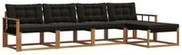 vidaXL Gartenlounge-Set Outdoor-Sofagarnitur 5 stk. Nat&uuml;rlich und Schwarz,...