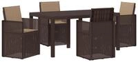vidaXL Gartenlounge-Set Garten Essgruppe 5 stk. Braun und Taupe PP, (5-tlg)