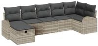 vidaXL Gartenlounge-Set Gartensofa-set 7 stk. Hellgrau Poly-Rattan, (7-tlg)