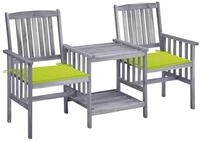 vidaXL Gartenlounge-Set Gartenst&uuml;hle mit Teetisch und Kissen Massivholz,...