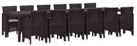 vidaXL Loungeset vidaXL Garten Essgruppe 13 stk. Braun Polt Rattan
