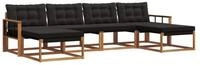 vidaXL Gartenlounge-Set Outdoor-Sofagarnitur 6 stk. Nat&uuml;rlich und Schwarz,...