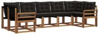 vidaXL Gartenlounge-Set Outdoor-Sofagarnitur 7 stk. Nat&uuml;rlich und Schwarz,...