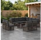 vidaXL Gartenlounge-Set vidaXL Gartensofa-set 12 stk. Grau Poly-Rattan