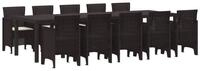 vidaXL Loungeset vidaXL Garten Essgruppe 11 stk. Braun und Creme Rattan
