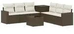 vidaXL Gartensofa Sofa Set 8 stk. Braun und Creme Wei&szlig; Polyrattan und Stahl, 8...