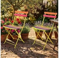 Harms Import Klappstuhl, 2x Klappstuhl Gartenstuhl bunt M&ouml;bel Au&szlig;en Stuhl...