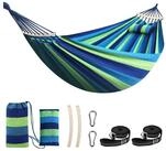 LuxusKollektion H&auml;ngematte H&auml;ngematte Baumwolle Camping Spreizstab Blau Gr&uuml;n