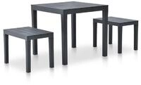 vidaXL Gartenlounge-Set Gartentisch mit 2 B&auml;nken Kunststoff Anthrazit, (3-tlg)
