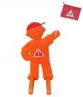 relaxdays Warnschild Warnfigur Kinder mit Fahne, (1 St), orange