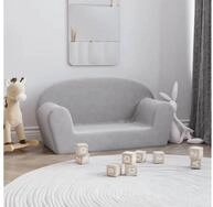 vidaXL Kindersofa vidaXL Kindersofa 2-Sitzer Hellgrau Weich Pl&uuml;sch