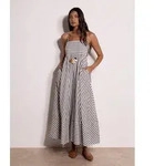 Apricot Maxikleid Streifenkleid in langer L&auml;nge mit Tr&auml;gern braun S (36)