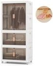 COSTWAY Kleiderschrank mit 10 Kleiderb&uuml;geln& Rollen, Aufbewahrungsbox klappbar