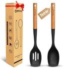 LuxusKollektion K&uuml;chenspachtel 2-tlg. Silikon Kochl&ouml;ffel Set Schwarz