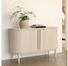 Selsey Sideboard Meta, Ovale Kommode mit Lamellenfront und Schiebet&uuml;ren, Eiche