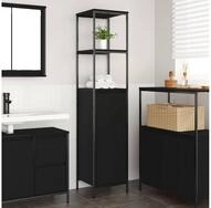 vidaXL Badezimmerspiegelschrank vidaXL Badschrank mit Regalen Schwarz...