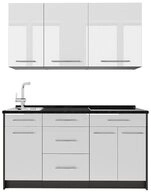 Vicco K&uuml;chenzeile Fame-Line, Wei&szlig; Hochglanz/Anthrazit, 150 cm, AP Anthrazit