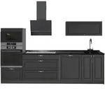 Vicco K&uuml;chenzeile Fame-Line, Anthrazit-Gold Landhaus/Anthrazit, 280 cm ohne