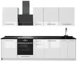 Vicco K&uuml;chenzeile Fame-Line, Wei&szlig; Hochglanz/Wei&szlig;, 280 cm, AP Anthrazit wei&szlig;