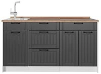 Vicco K&uuml;chenzeile Fame-Line, Dunkelgrau/Wei&szlig;, 150 cm, AP Eiche