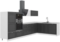 Vicco Winkelk&uuml;che Fame-Line, Anthrazit-Gold Landhaus/Wei&szlig;, 347 x 207 cm, AP...