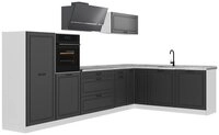 Vicco Winkelk&uuml;che R-Line, Anthrazit Landhaus/Wei&szlig;, 347 x cm Arbeitsplatte...