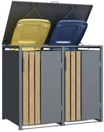 HOME DELUXE M&uuml;lltonnenbox mit Front in Holzoptik - KANTO (f&uuml;r 2 x 240L),