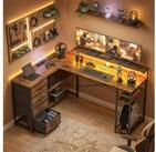 HOMCOM Schreibtisch Gaming Tisch, 4 Schubladen, Computertisch, Rustikal-Braun...