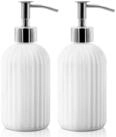 LuxusKollektion Seifenspender Glas Seifenspender 400ml Weiss 2 Stk