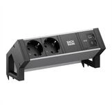 Bachmann DESK2 ALU BLACK 2xCEE7/3 Steckdosenleiste (Kabell&auml;nge 0.2 m), 1xUSB...