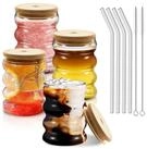 LuxusKollektion Latte-Macchiato-Glas Bubble Gl&auml;ser 350ml 4er Set mit Deckel &