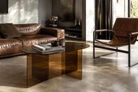 Zuiver Couchtisch Retro Beistelltisch Linea braunes Glas oval