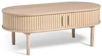 Selsey Couchtisch META, Ovaler Couchtisch mit Lamellenfront, gek&auml;lkte Eiche