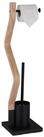 relaxdays Toilettenpapierhalter WC Garnitur Stahl & Holzoptik (1-St)