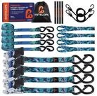 LuxusKollektion Spanngurt Spanngurte 4tlg. 25mm Tarnblau Ratsche Haken (4-St)
