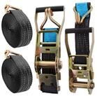 LuxusKollektion Spanngurt Spanngurt-Set 2Stk 6m x 50mm Ratsche Haken Schwarz...