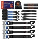 LuxusKollektion Zurrgurt Spanngurt mit Ratsche J-Haken 4er Set Schwarz (4-St)