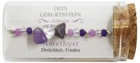 Jojo Armband "Februar" Geburtsstein Armband im Gl&auml;schen