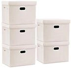 LuxusKollektion Faltbox Aufbewahrungsbox Deckel Stoff faltbar waschbar 5-St&uuml;ck...