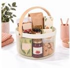 relaxdays Aufbewahrungskorb Runder Drahtkorb mit Henkel (1 St), Creme