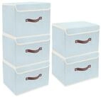 LuxusKollektion Faltbox Faltbox mit Deckel Stoff Aqua 5er Set 38cm